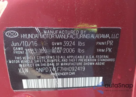 2017 Hyundai Elantra Se из США, поврежденный, VIN 5NPD74LF7HH092419